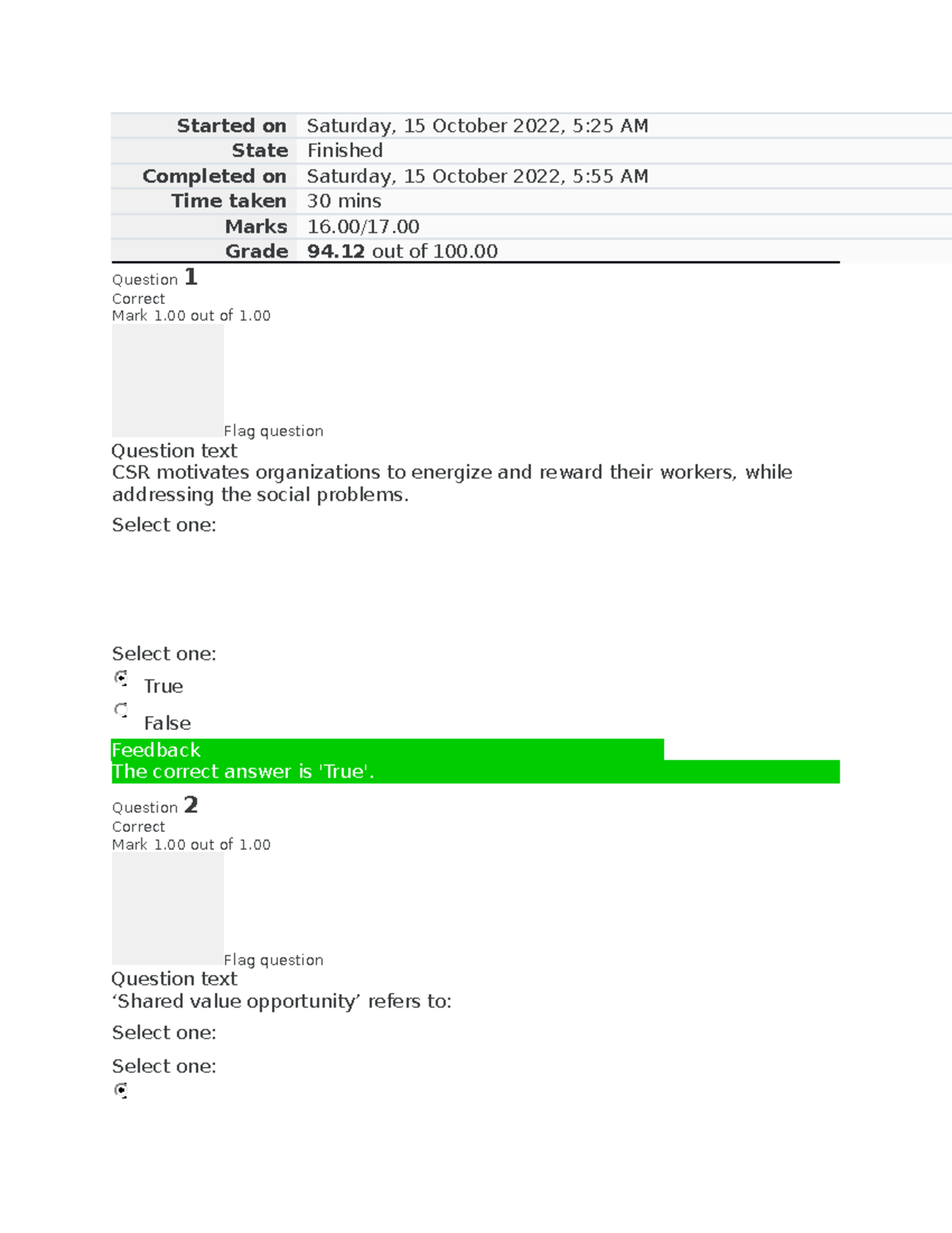 BUS 3306 Quiz Unit 7 Review and Answers - Score: 94% (16/17) - Studocu