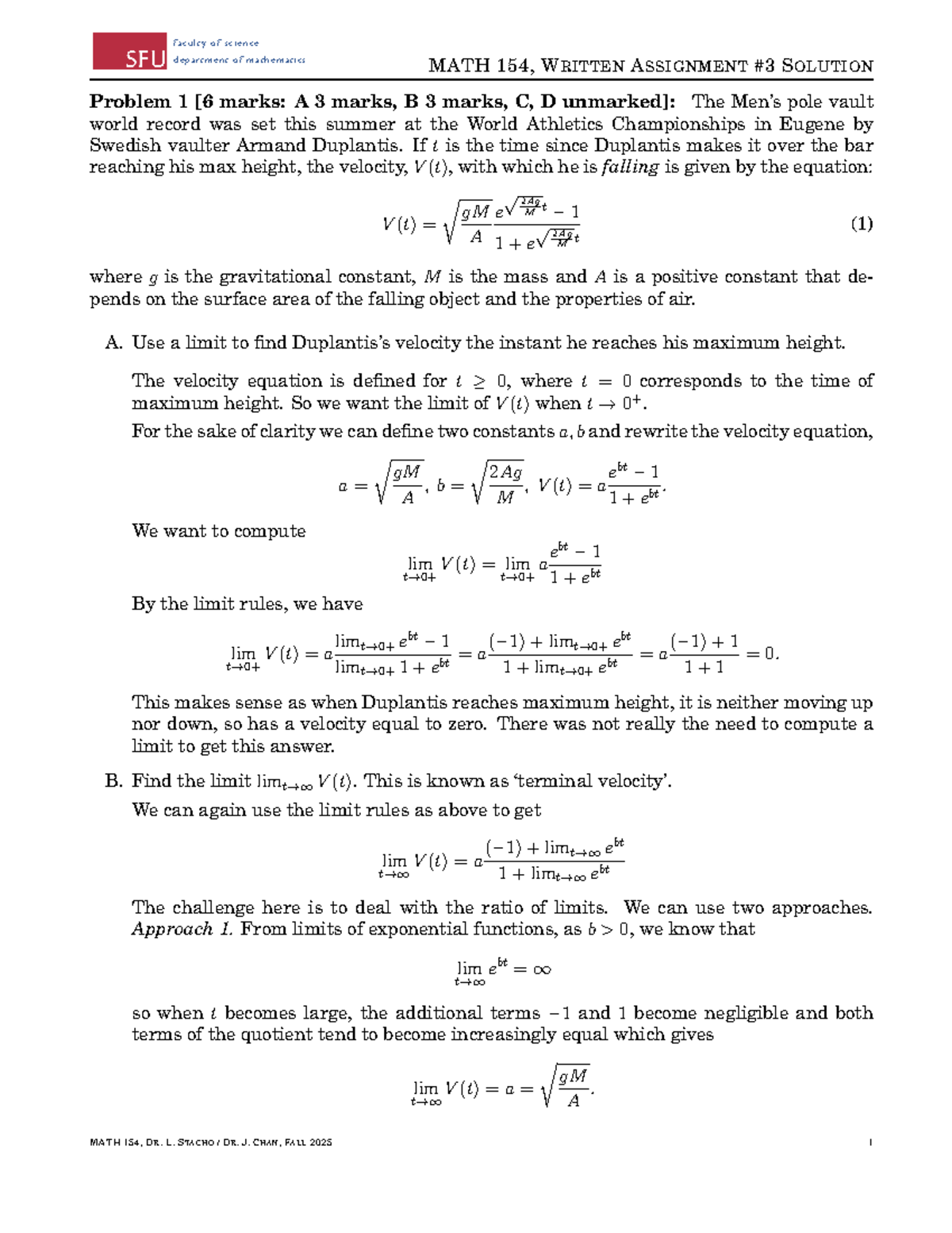 MATH 154, FALL 2010 WRITTEN ASSIGNMENT SOLUTIONS - Studocu