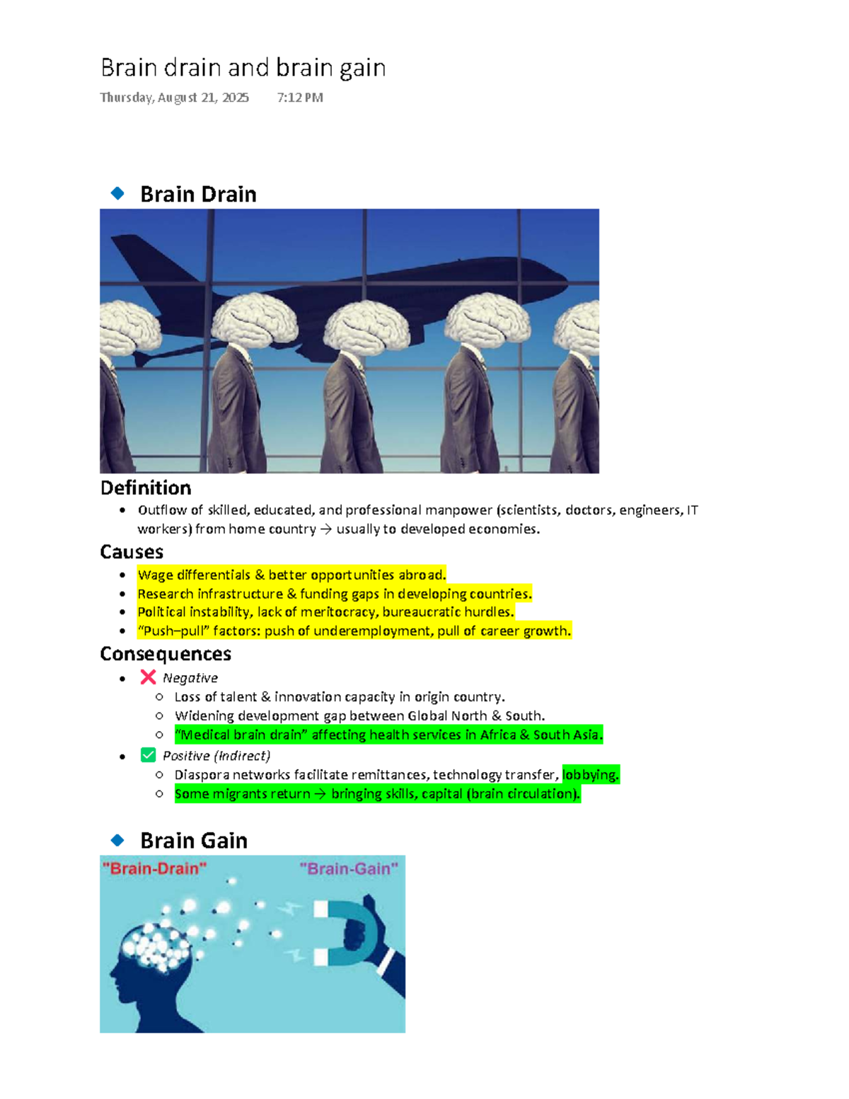 Brain Drain and Brain Gain: Analyzing Global Talent Flows - Studocu
