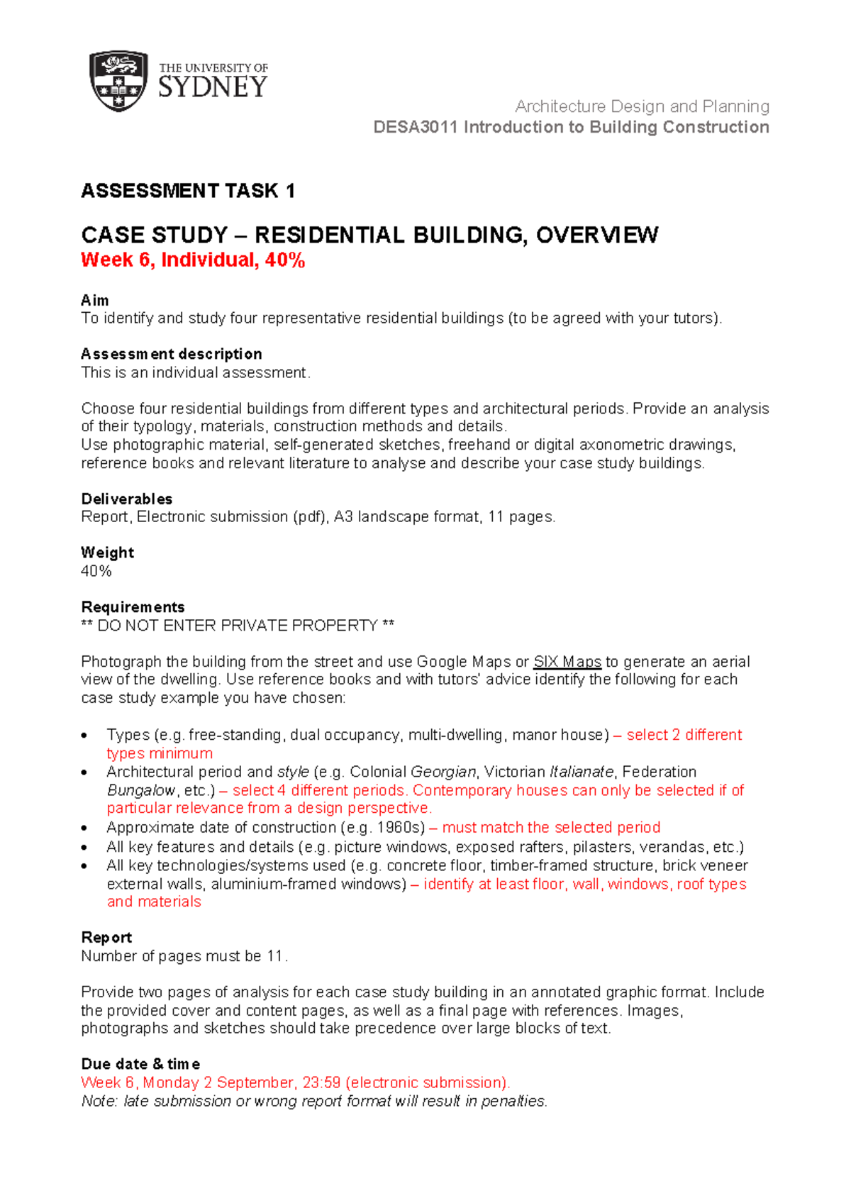 DESA3011 Case Study Report on Residential Buildings Analysis - Studocu