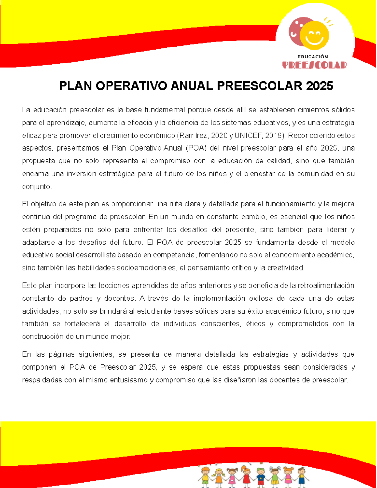 Plan Operativo Anual de Preescolar 2025 - POA 2025 - Studocu