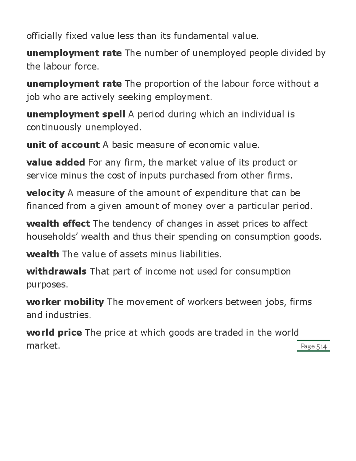Economic Concepts: Unemployment, Value, and Wealth Analysis - Studocu