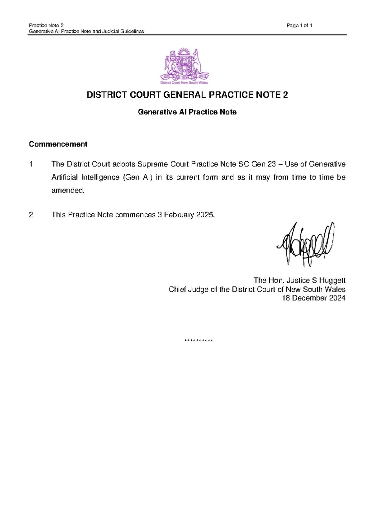 Gen AI Practice Note SC Gen 23: Guidelines for Legal Use - Studocu