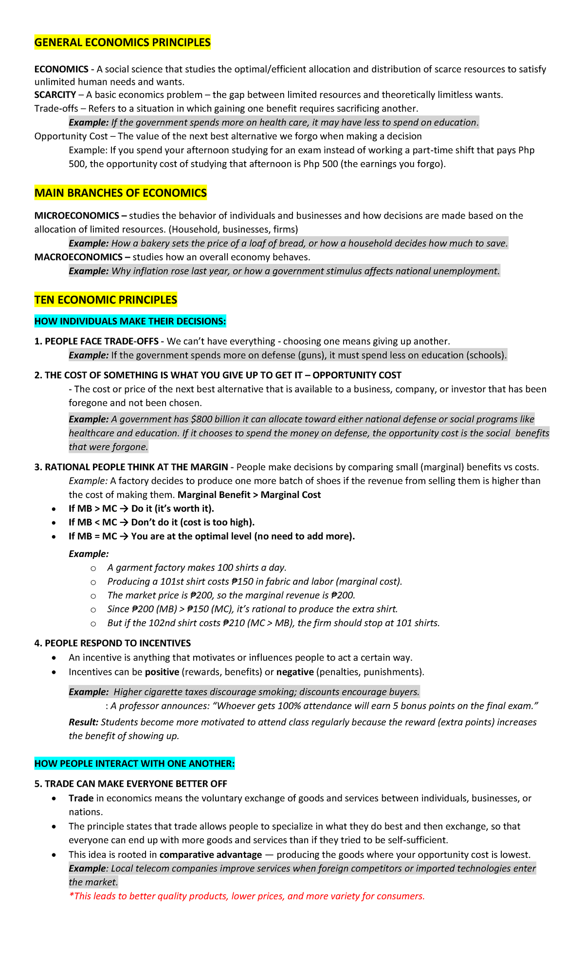 F DNECON Module 2 Review: Key Economic Principles and Concepts - Studocu