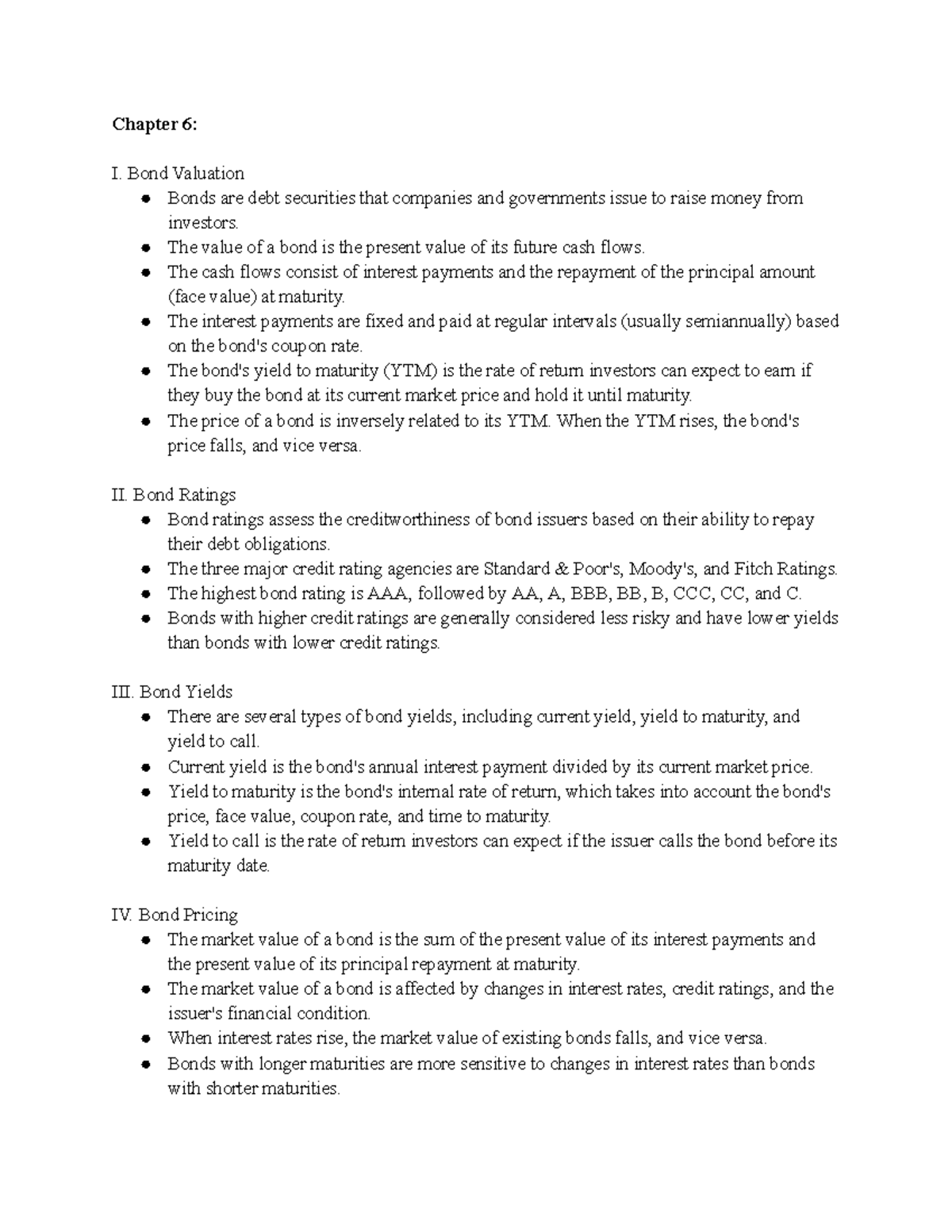 FIN 221 Chapter 6 - FIN 221 Notes for Ch 6 - Chapter 6: I. Bond ...