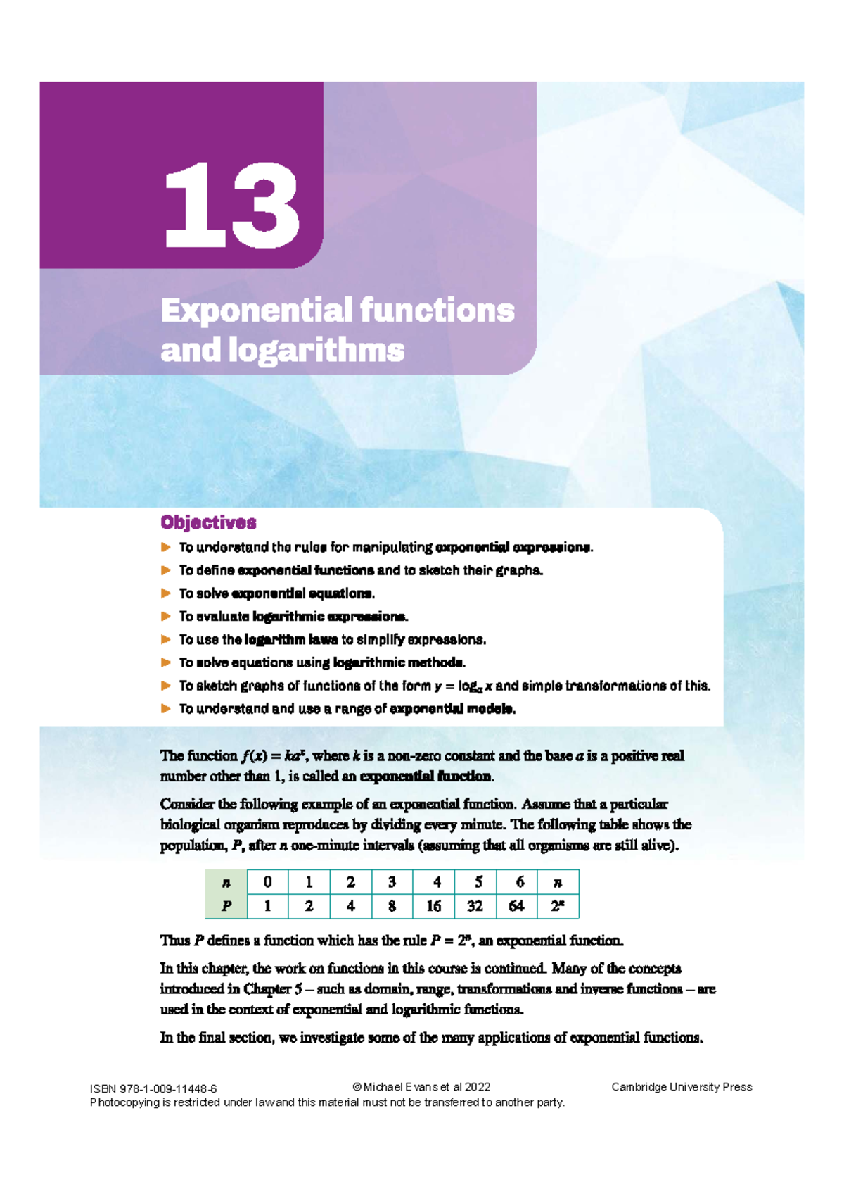 Exponential Functions and Logarithms: Study Notes for Course Code - Studocu