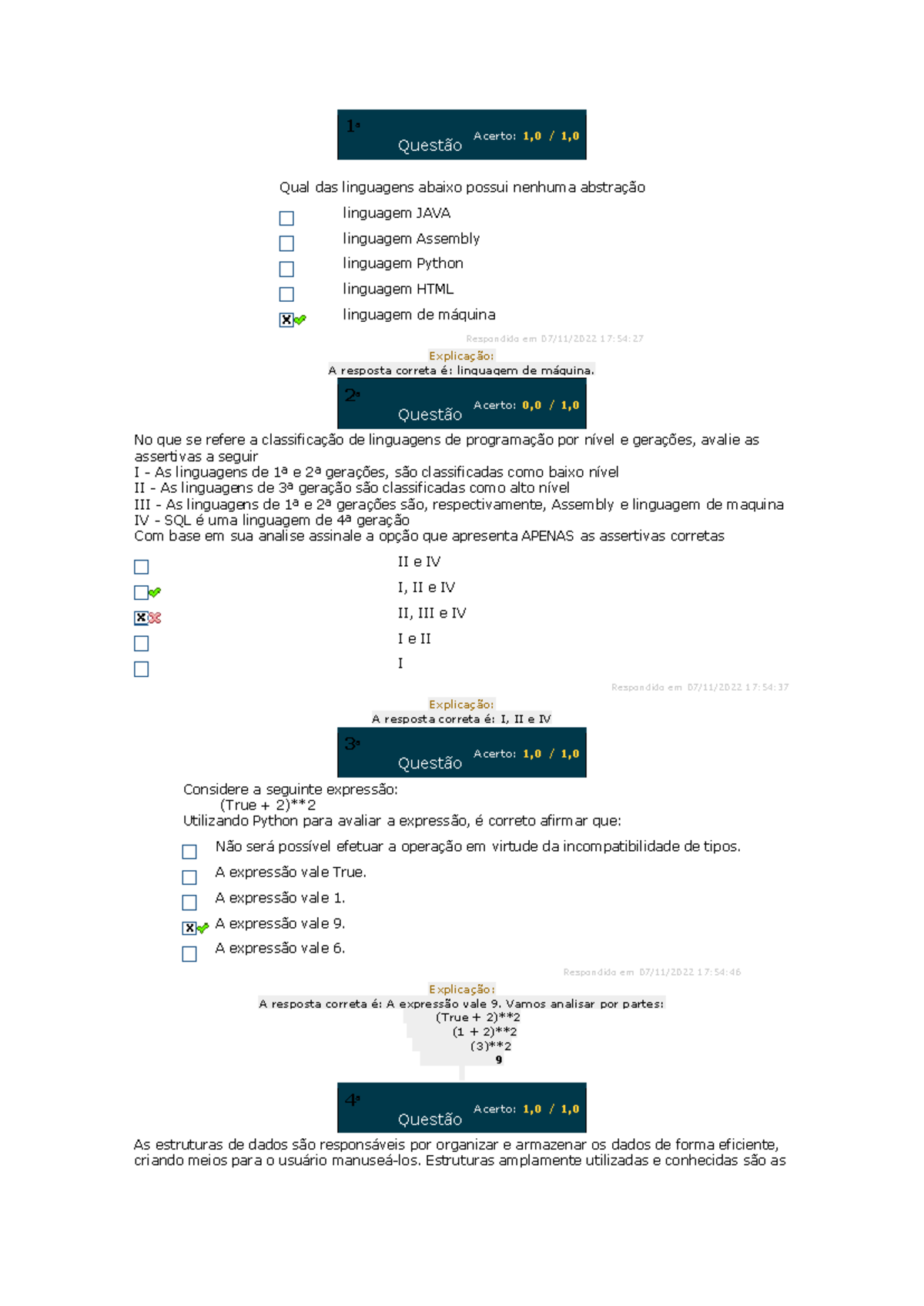 Simulado 2 Estácio: Paradigmas de Linguagens de Programação em Python ...