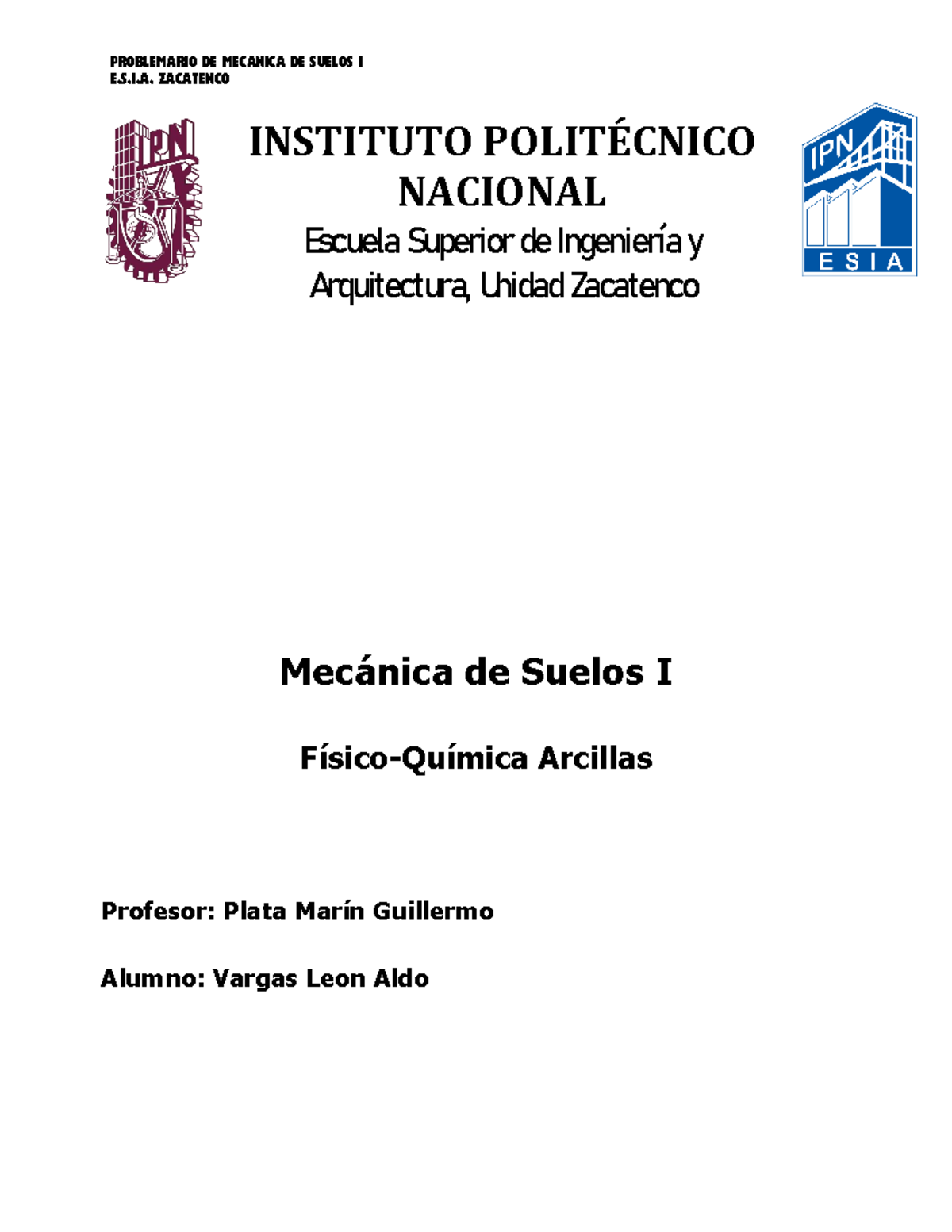 Físico-Química de Arcillas - Mecánica de Suelos I - E.S.I.A. ZACATENCO - Document Preview