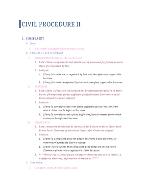 Civil Procedure II Outline - Comprehensive Study Guide by Cameron - Studocu