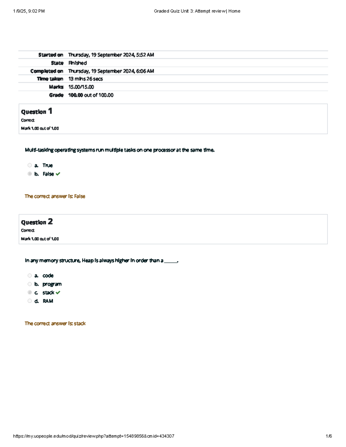 Graded Quiz Unit 3 Review for CS 3307: Key Concepts and Answers - Studocu