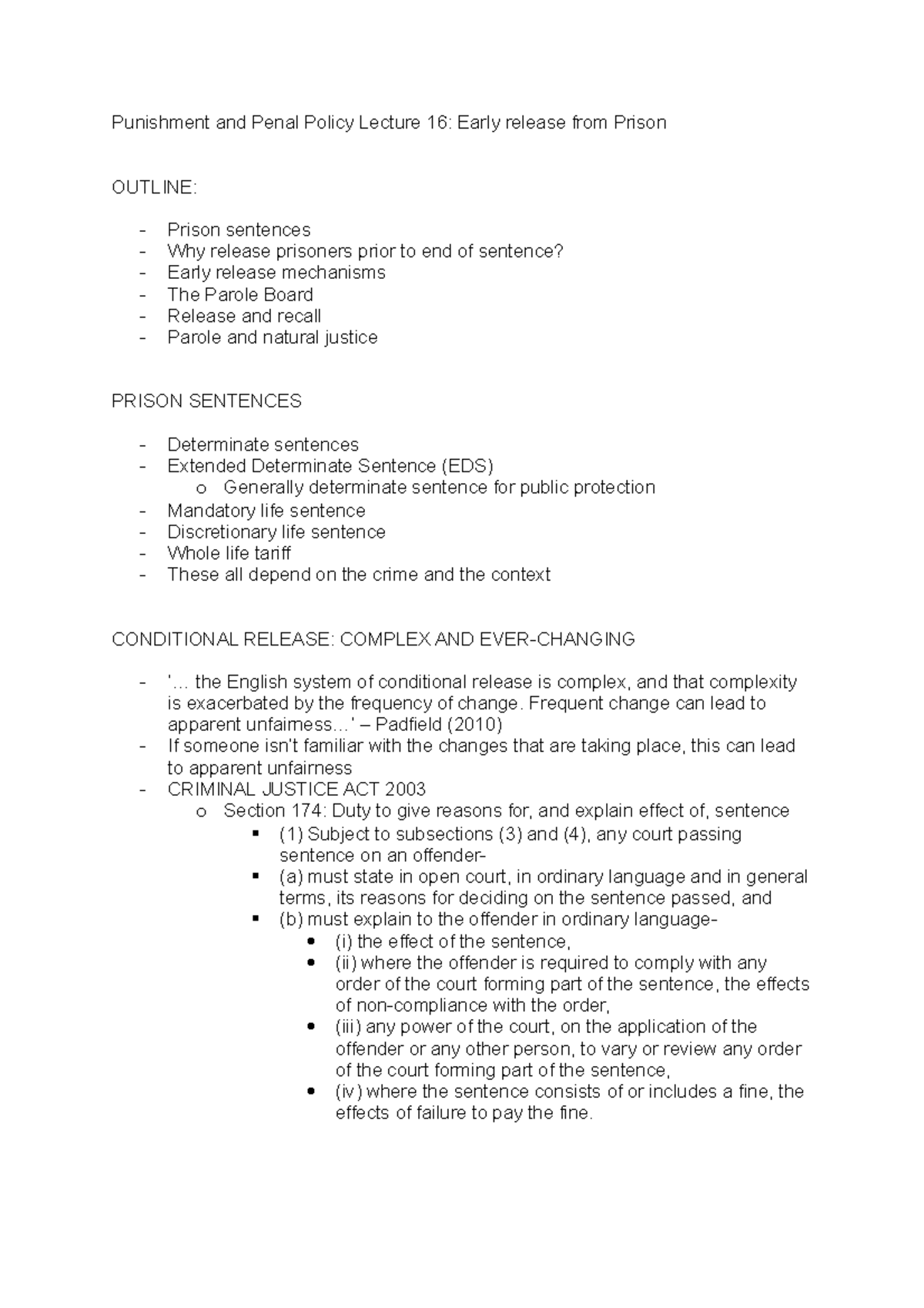 Punishment and Penal Policy Lecture 16 - .. the English system of ...