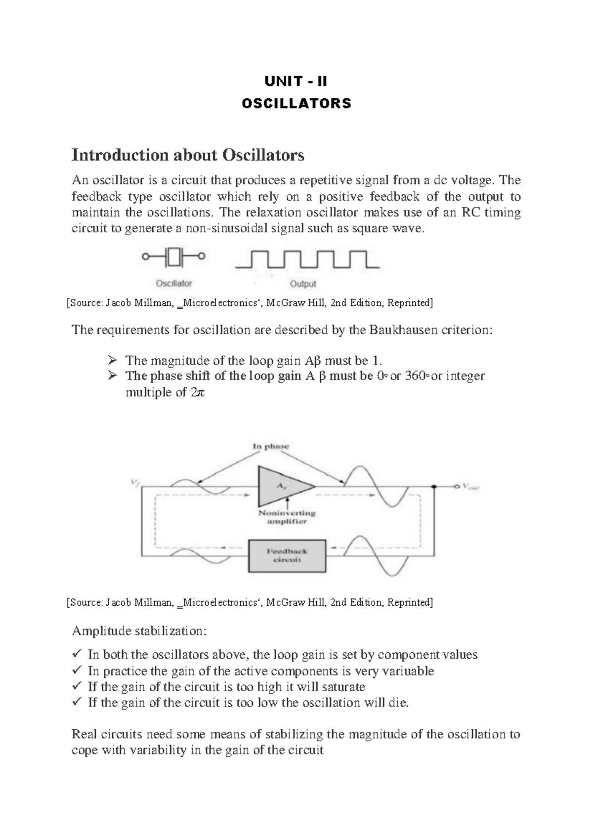 microwave components - UNIT - II OSCILLATORS Introduction about ...