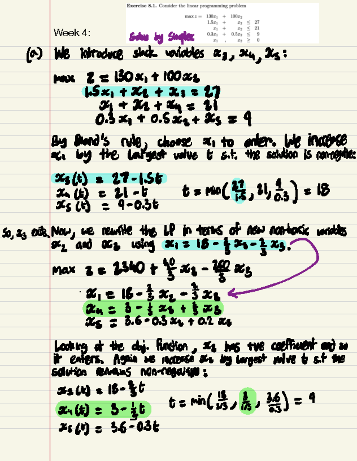 Simplex Method Steps: Week 4 - Introduction and Variable Handling - Studocu