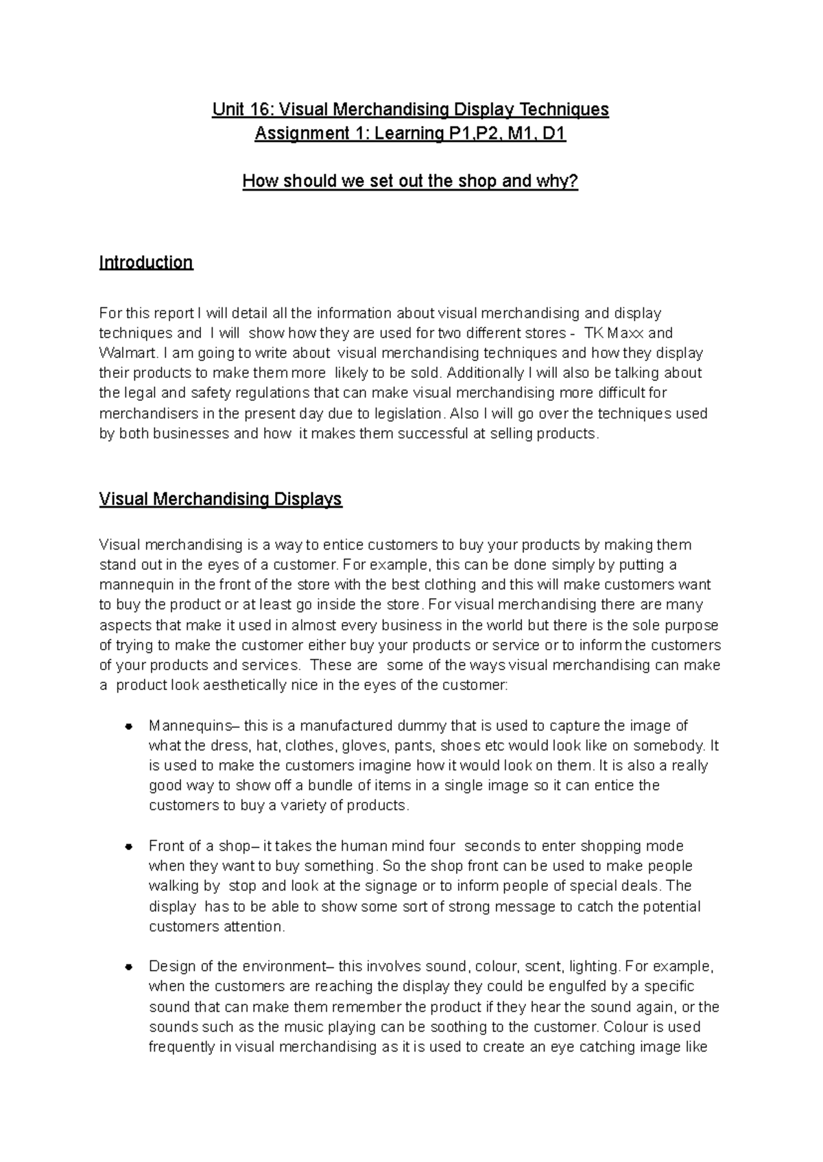 Unit 16: Graded Analysis of Visual Merchandising Techniques in Retail ...