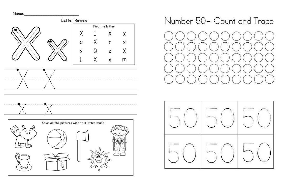 Letter X Number Count and Trace Worksheets (NUM 50-60) - Studocu