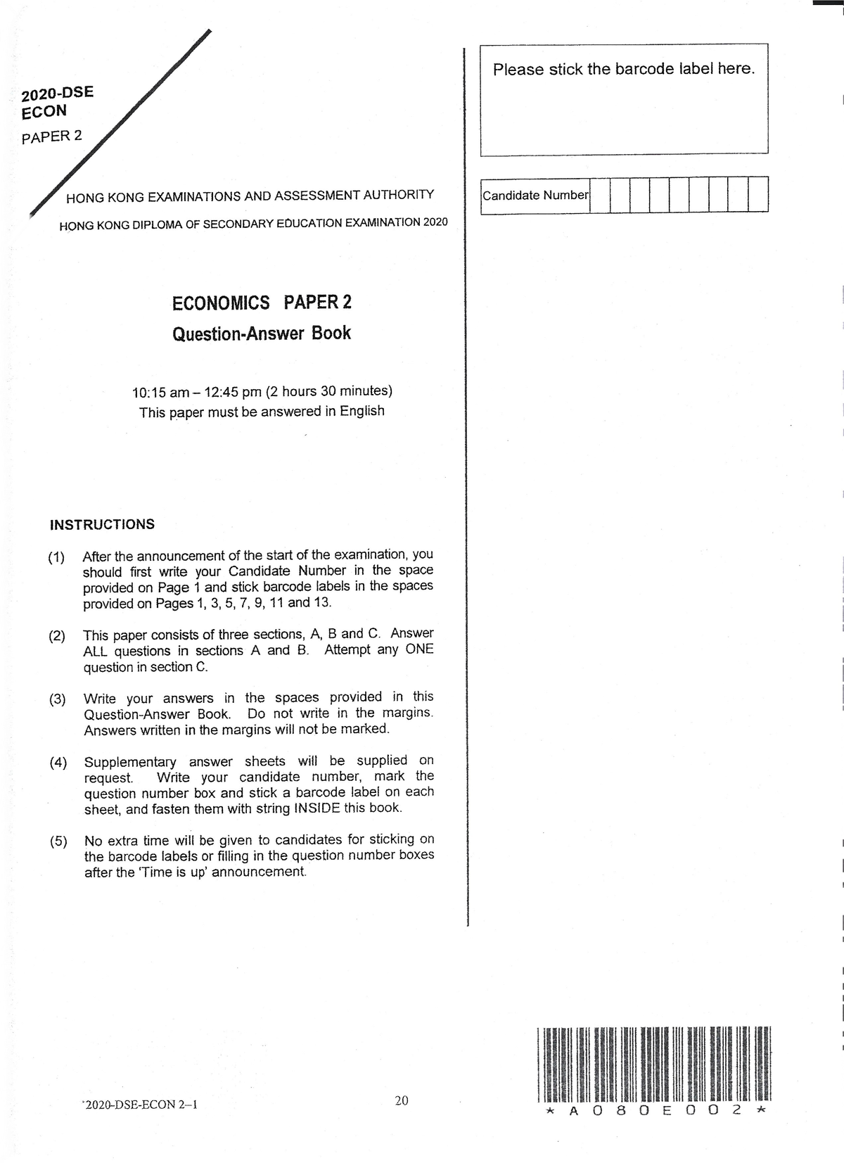 2020 - Paper 2 - Economics - Studocu