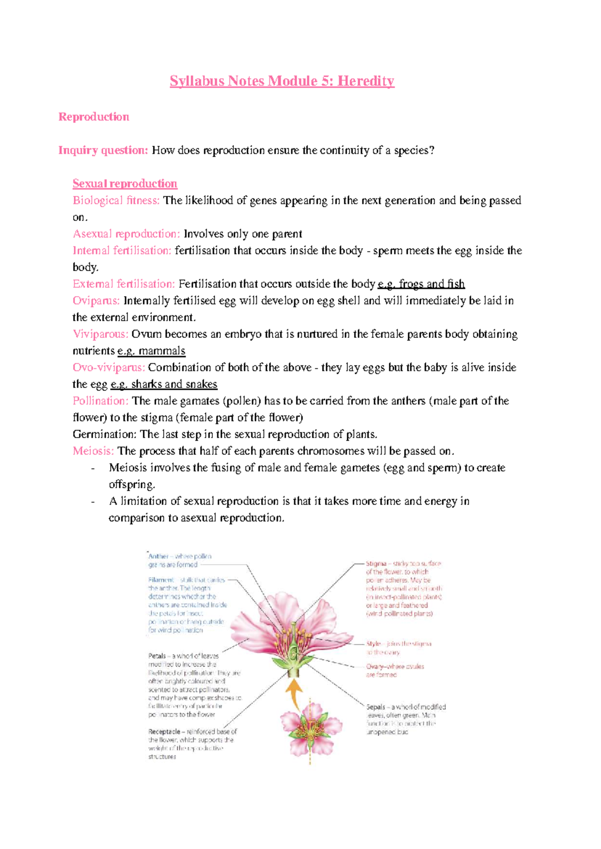 Biology Module 5: Heredity and Reproduction Study Notes - Studocu