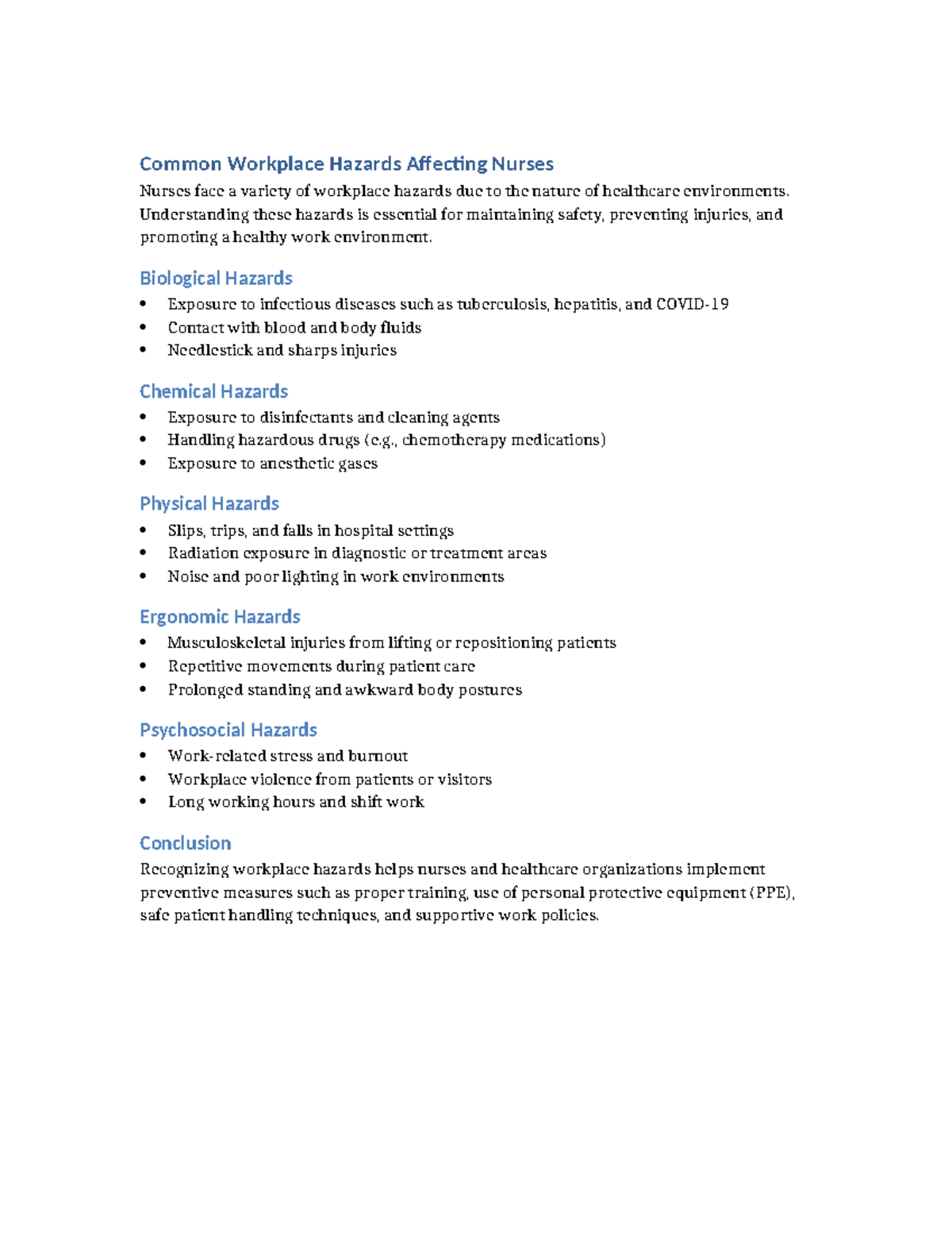 Workplace hazards affecting nurses - Common Workplace Hazards Affecting ...