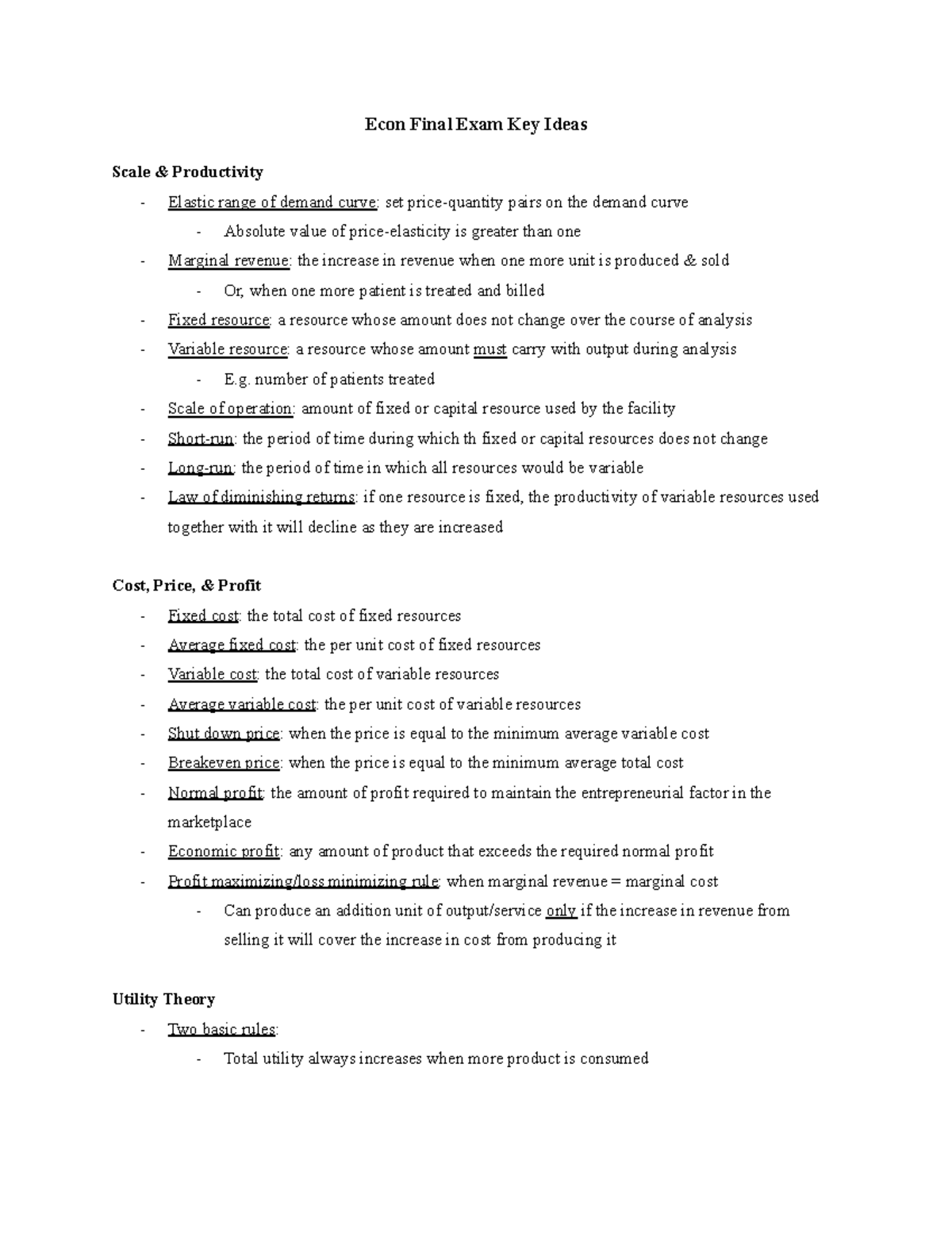 Econ 101 Final Exam Key Concepts and Insights for Success - Studocu