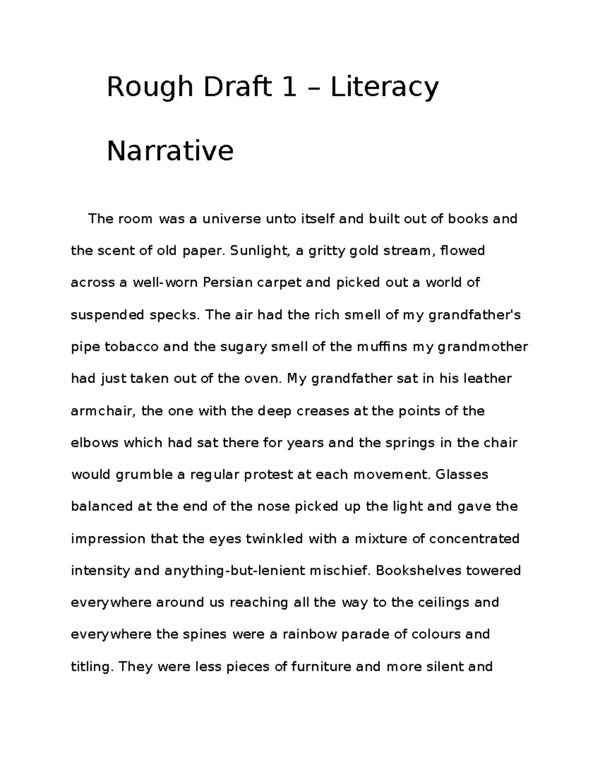 ENG 101 - Rough Draft: Literacy Narrative Exploration - Studocu