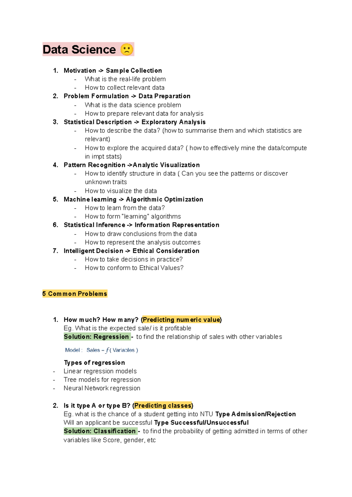 IE1005 Data Science Overview: Concepts and Common Problems - Studocu