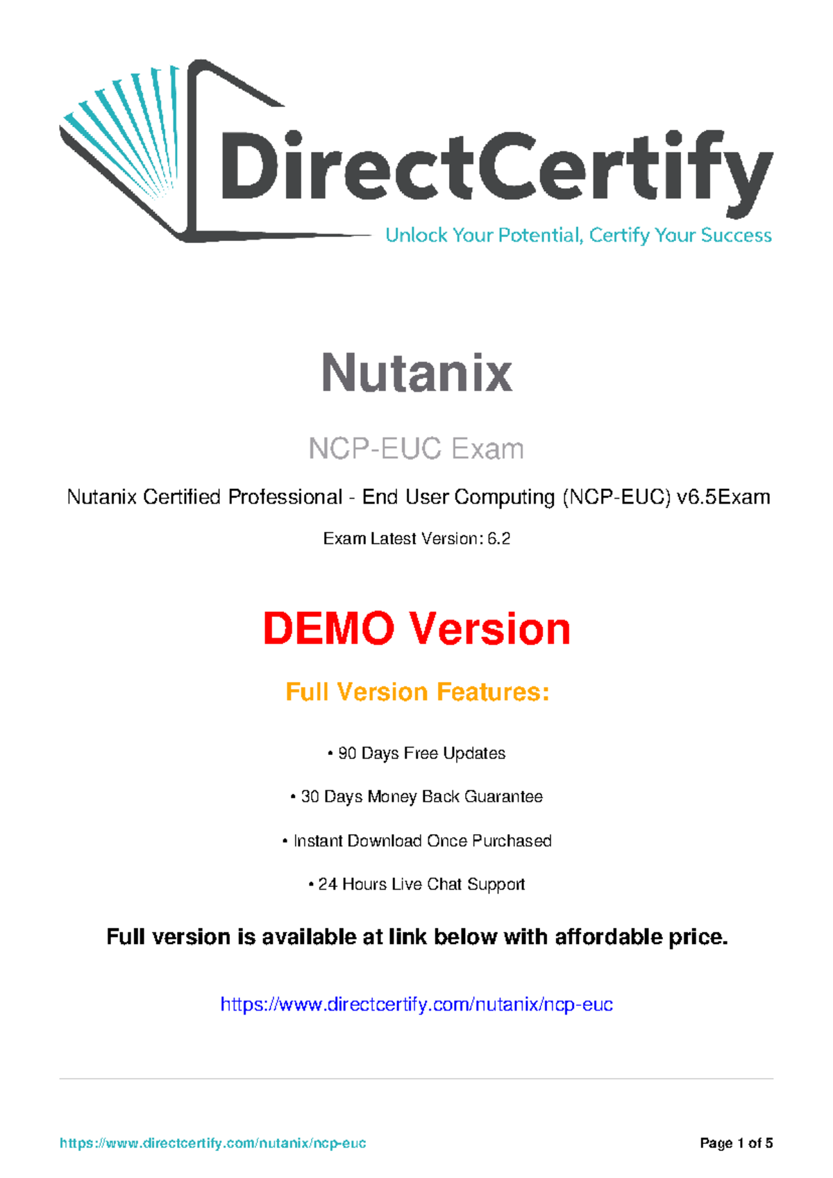 NCP-EUC Practice Test: Nutanix Certified Professional Exam Questions ...