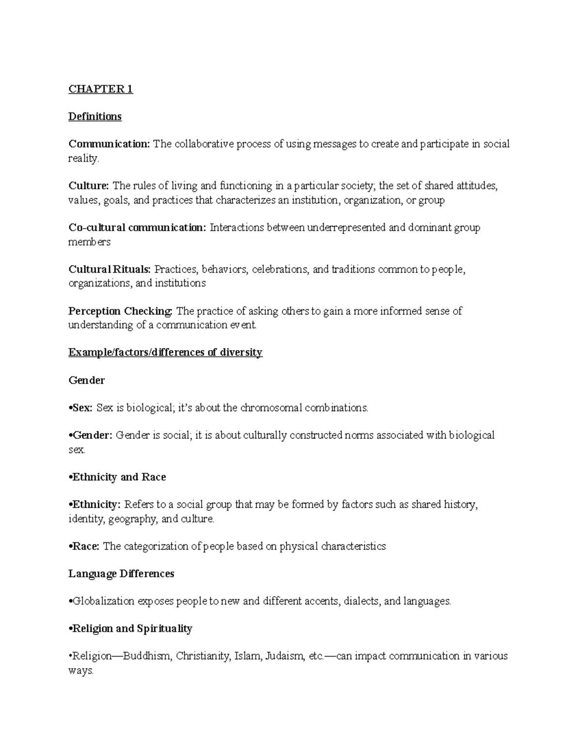 Communication and Culture: Exam 1 Study Guide for Intercultural Comm ...