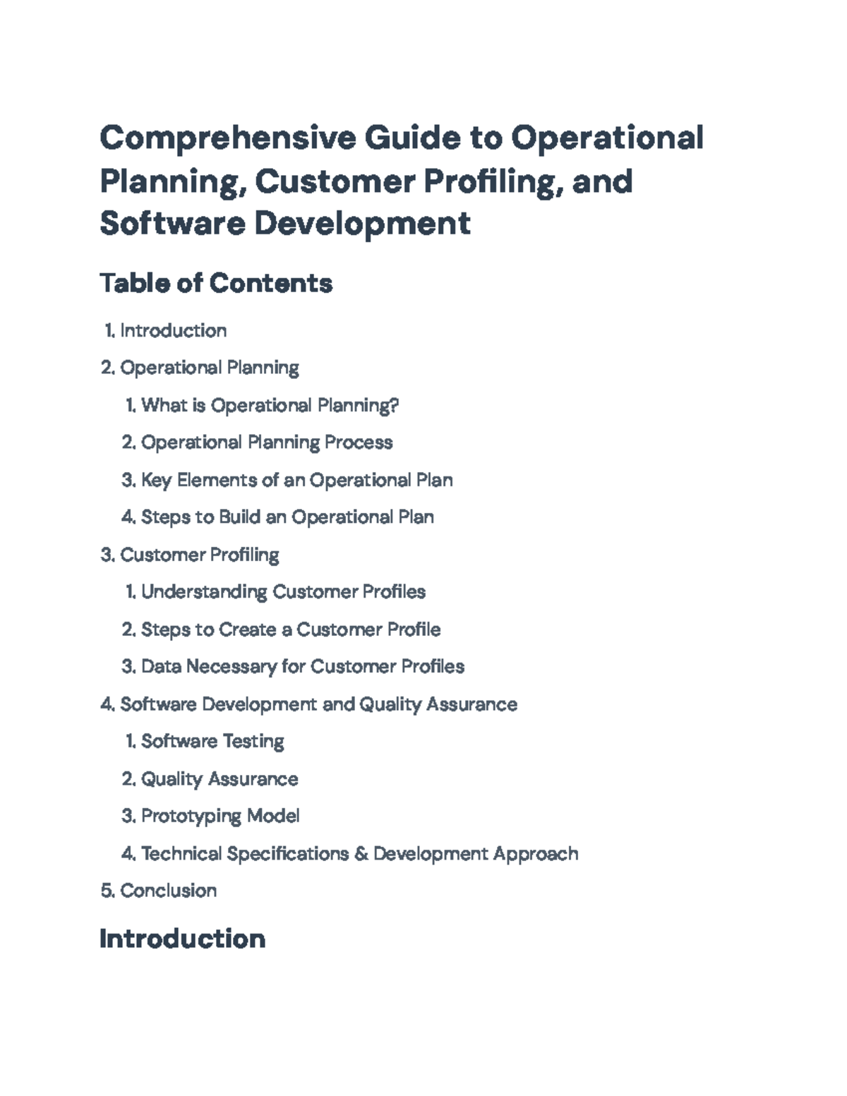 Comprehensive Guide to Operational Planning & Customer Profiling ...