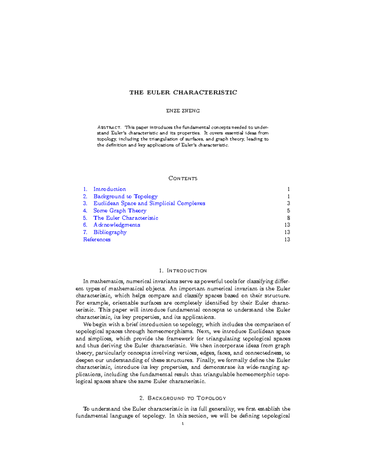 Euler Characteristic: Key Concepts and Applications in Topology - Studocu