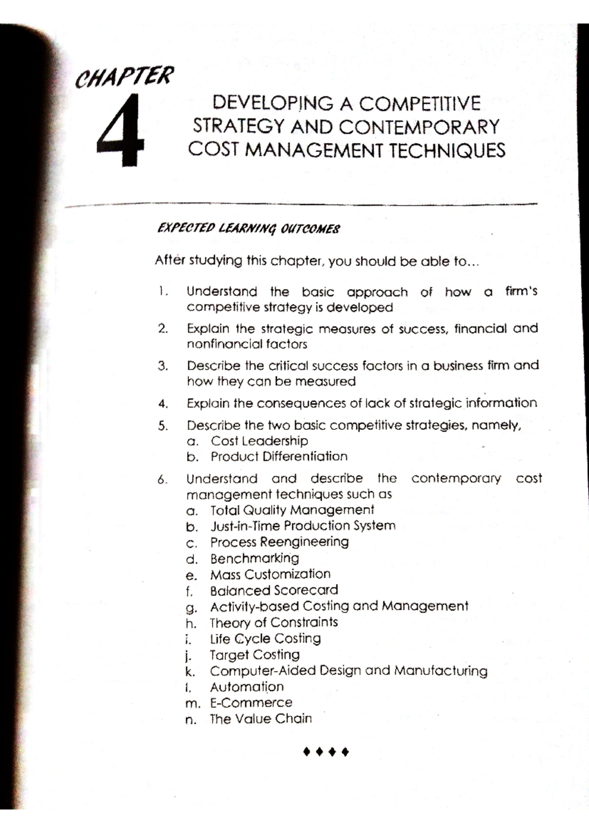 Chapter 4 - Developing a Competitive Strategy & Cost Management ...