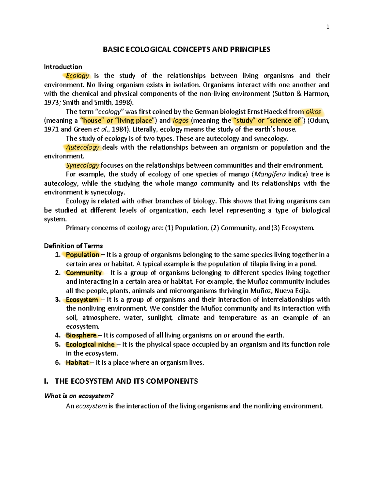 Basic Ecological Concepts AND Principles - Students' Copy - BASIC ...