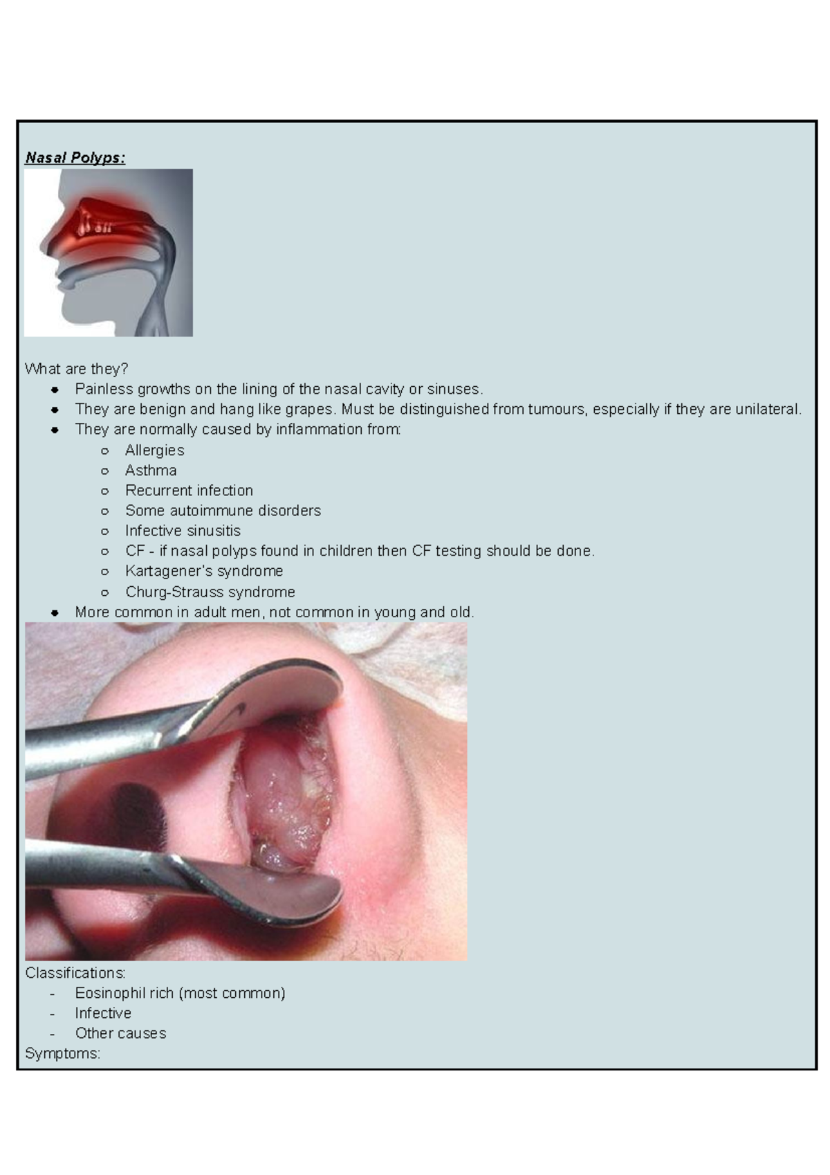 Nasal Obstruction - Lecture notes Year 4 ENT - Nasal Polyps: What are ...
