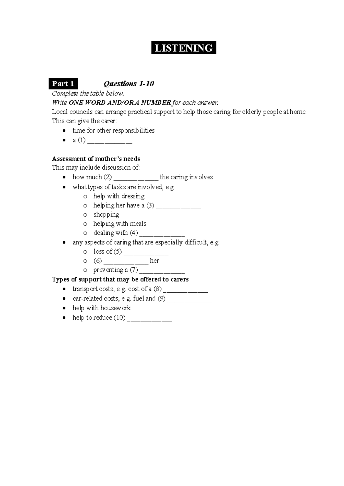 Listening CAM 20 Test 2: Part 1 & 2 Questions and Notes - Studocu