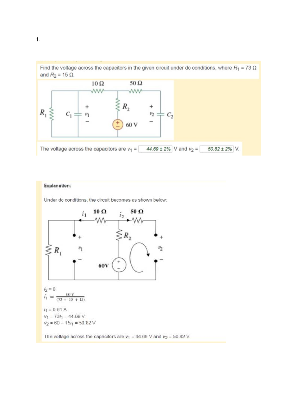 Quiz 4 Answers: Voltage and Time Constant Calculations in Circuits ...