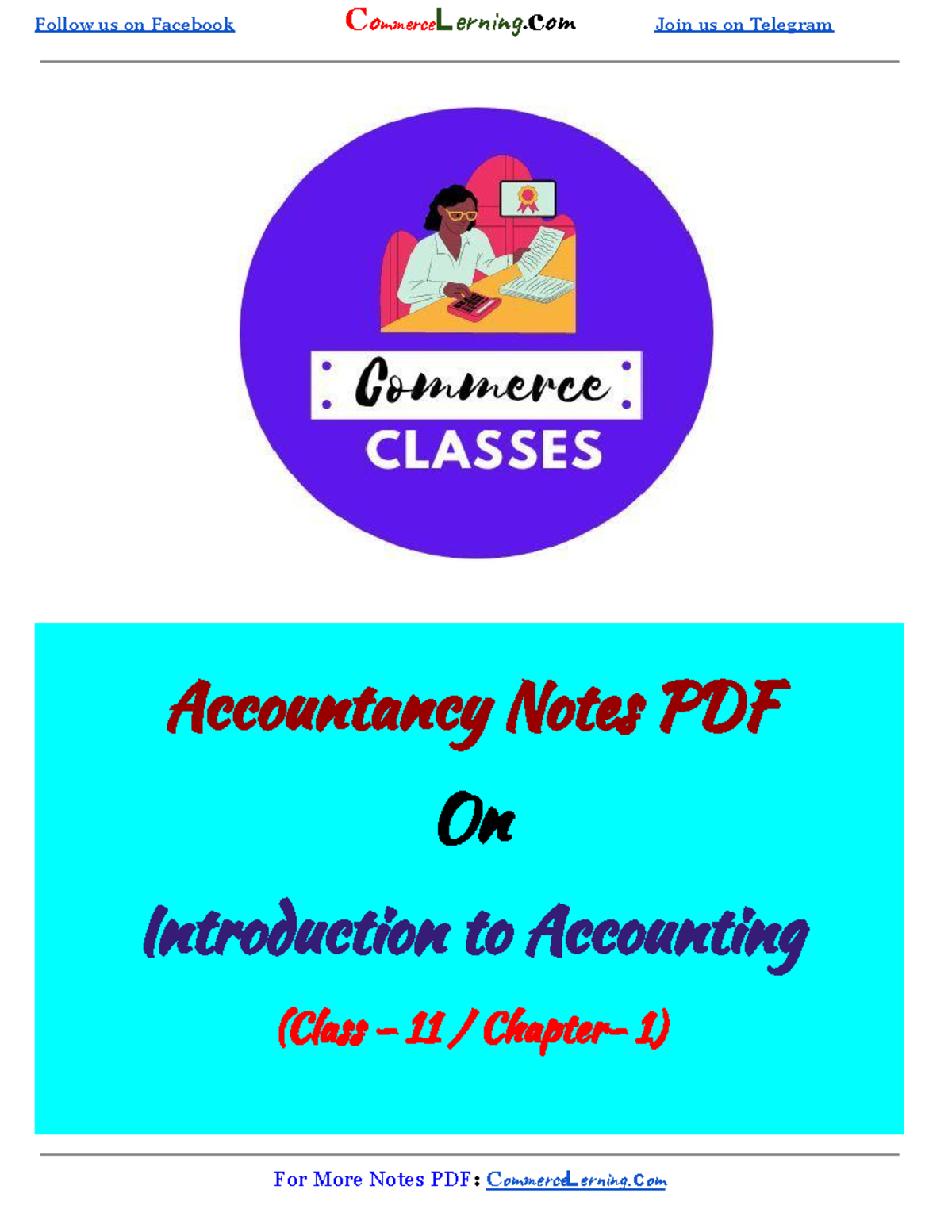 Accountancy Notes PDF: Class 11 Introduction to Accounting (Ch. 1 ...