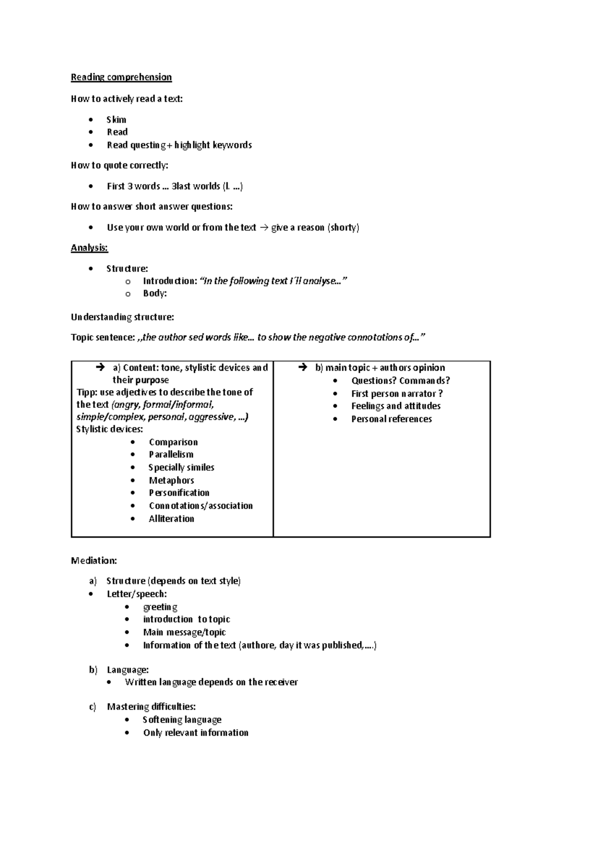 Englisch 2 Klassenarbeit: Reading Comprehension & Analysis Guide - Studocu