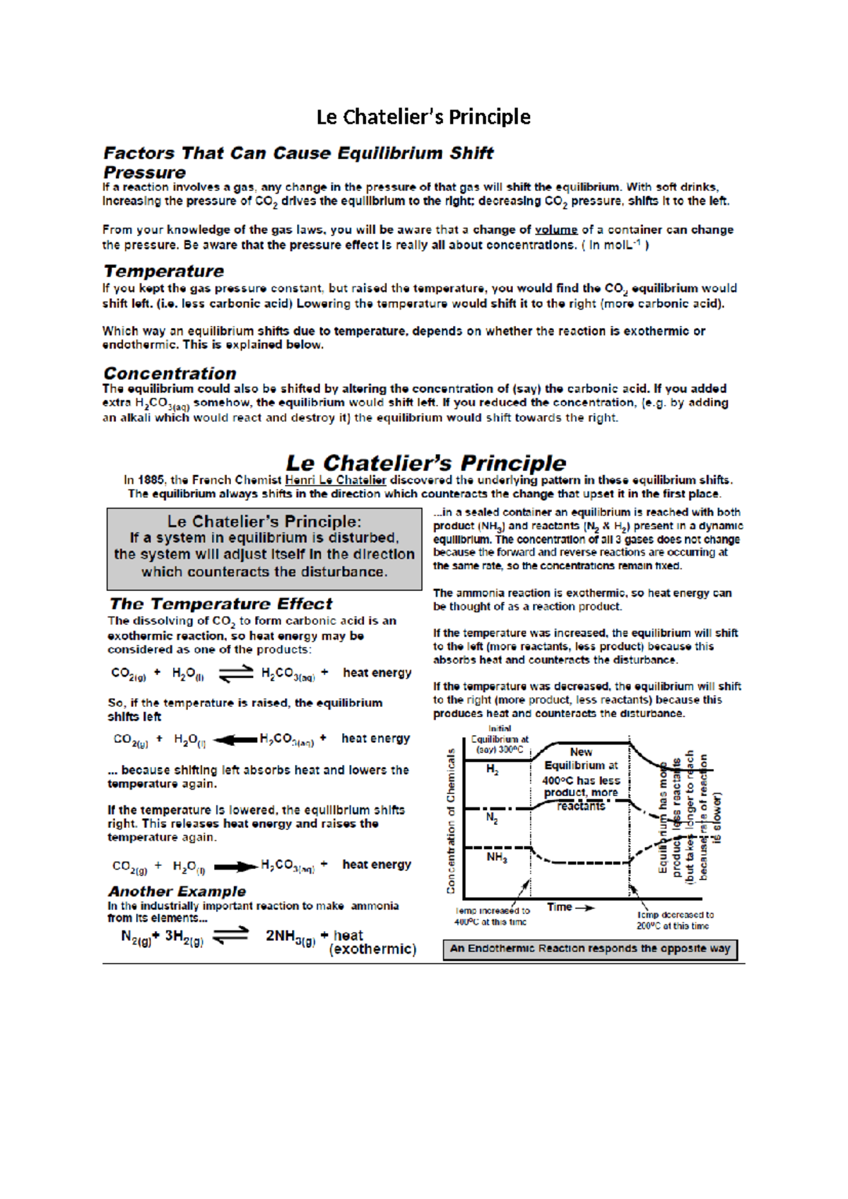 Le Chatelier's Principle: Factors Affecting Equilibrium Shifts - Studocu