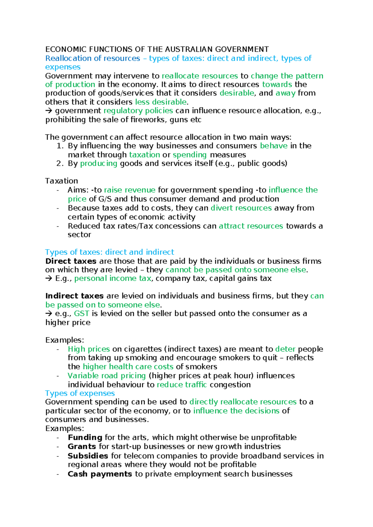 ECON 101: Government's Role in Resource Allocation and Fiscal Policy ...