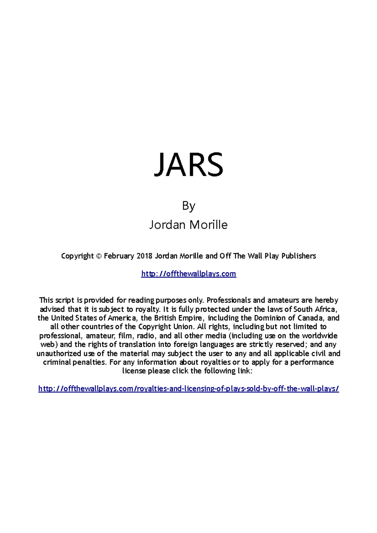 JARS Script: Heely & Shyne's Story - Copyright Info & Characters - Studocu