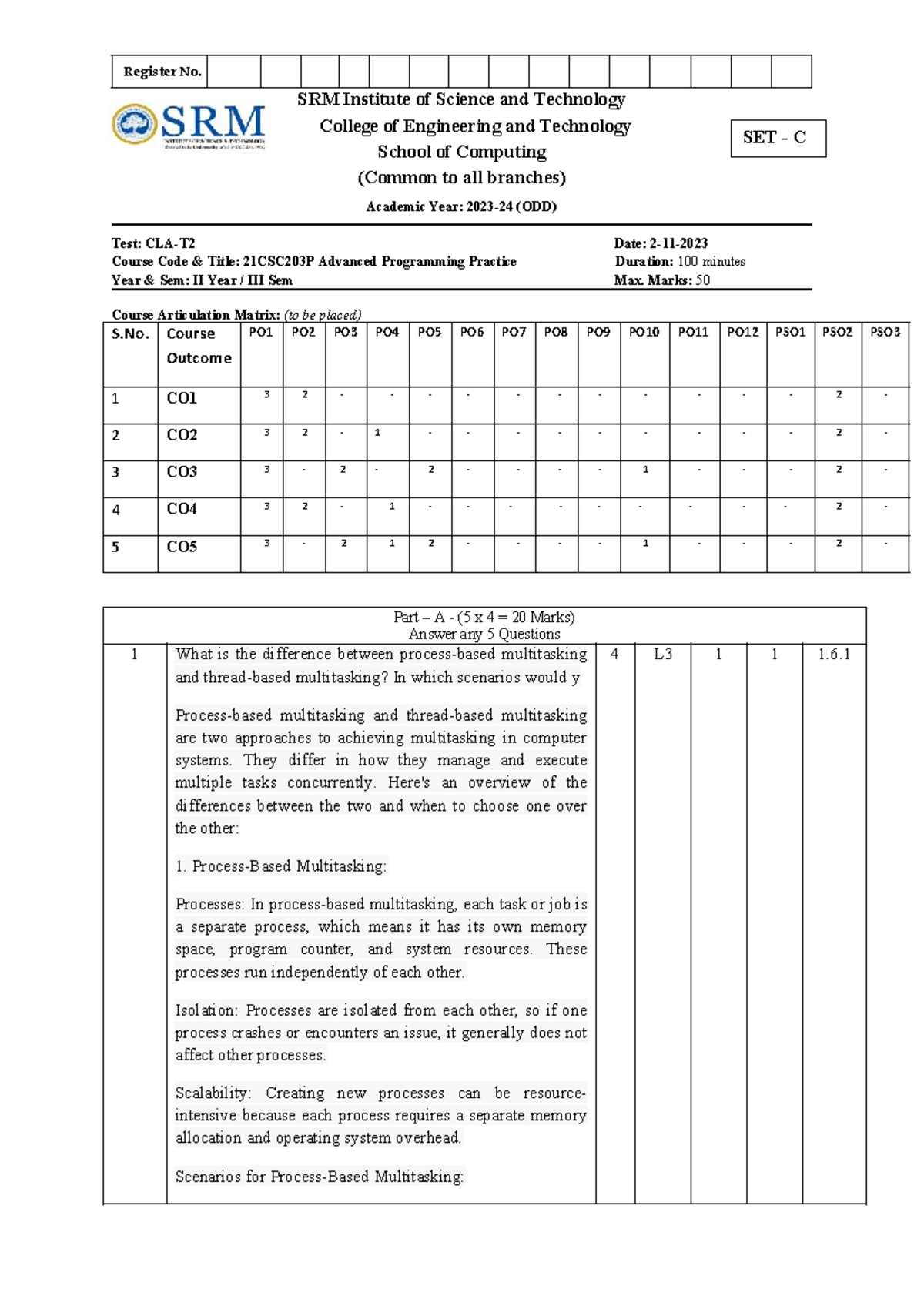 21CSC203P Advanced Programming Practice - Important Concepts and Notes ...