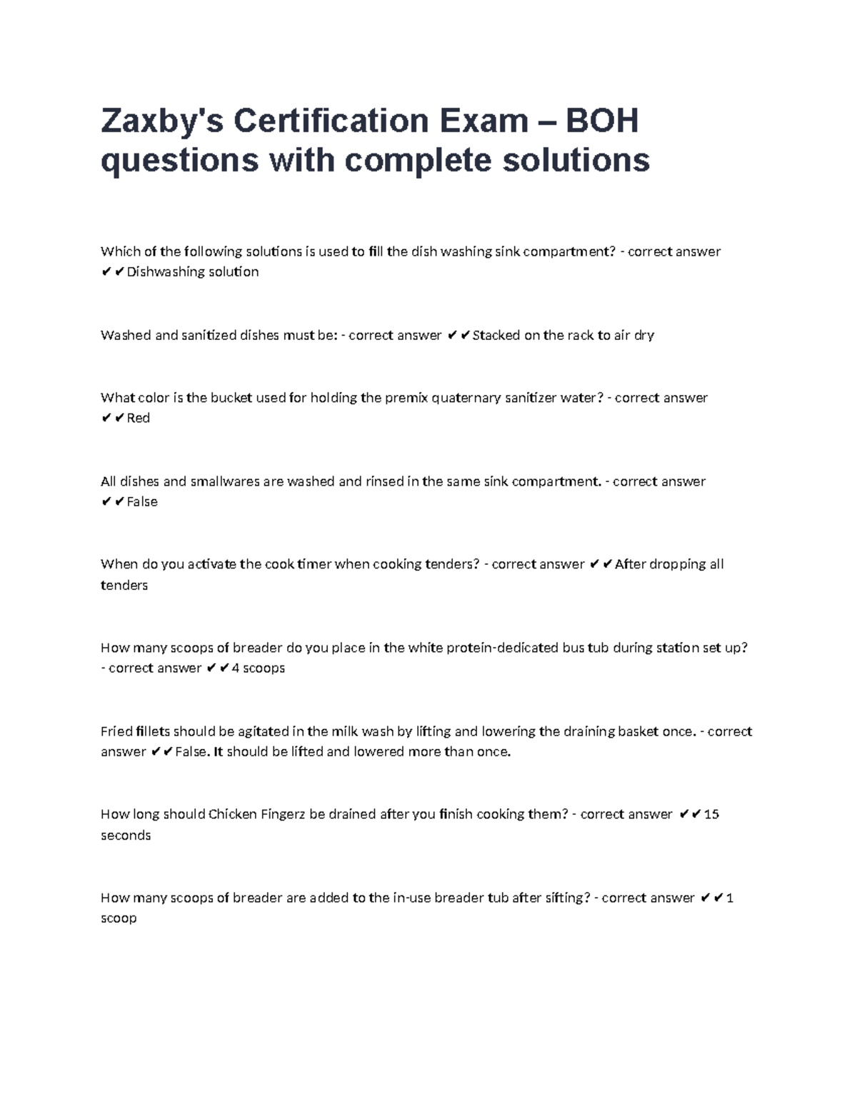 ZAX 101 Final Exam: Zaxby's Menu Test Questions & Answers - Studocu