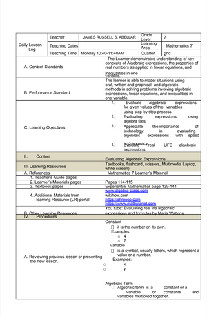 Circles - GRADE 10 DAILY LESSON PLAN (DLP) School DUMINGAG NATIONAL ...