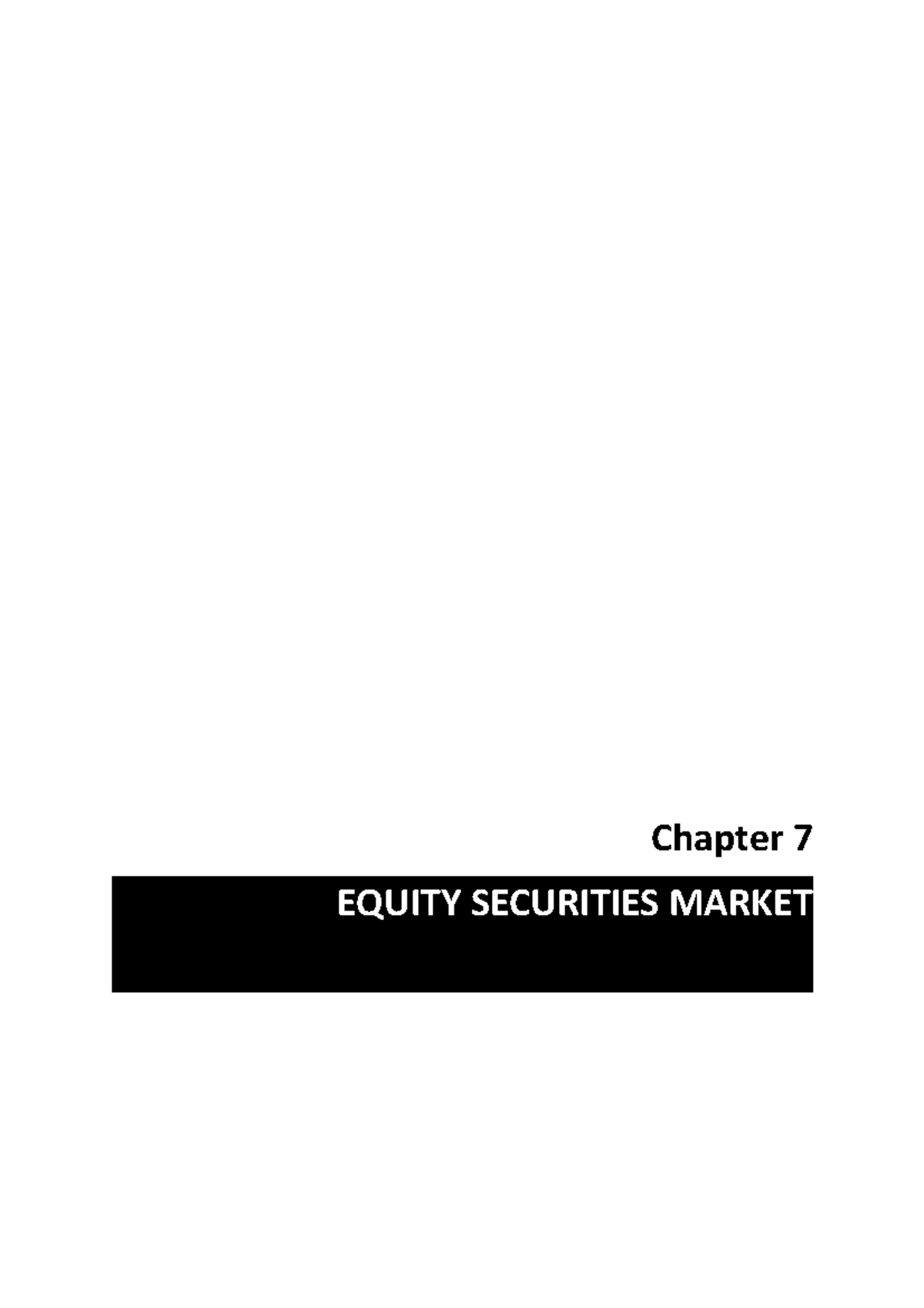 FM - Chapter 7: Insights into the Equity Securities Market - Studocu