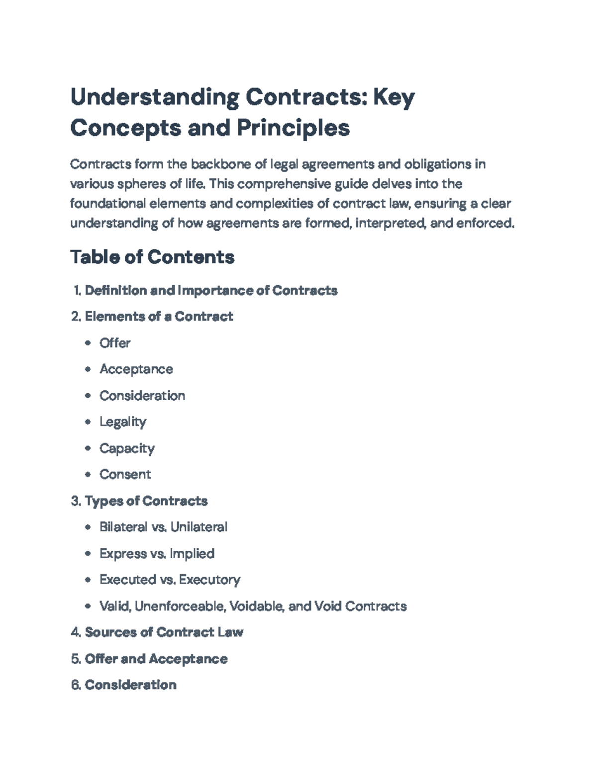Comprehensive Guide to Contract Law (LAW 101): Key Concepts ...