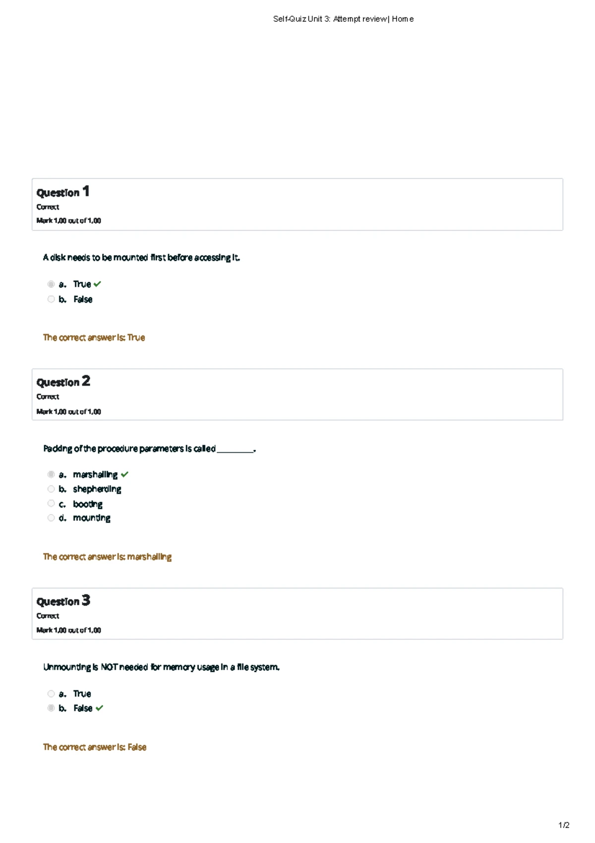 Self-Quiz Unit 2 Attempt Review | Home Study Document - Studocu