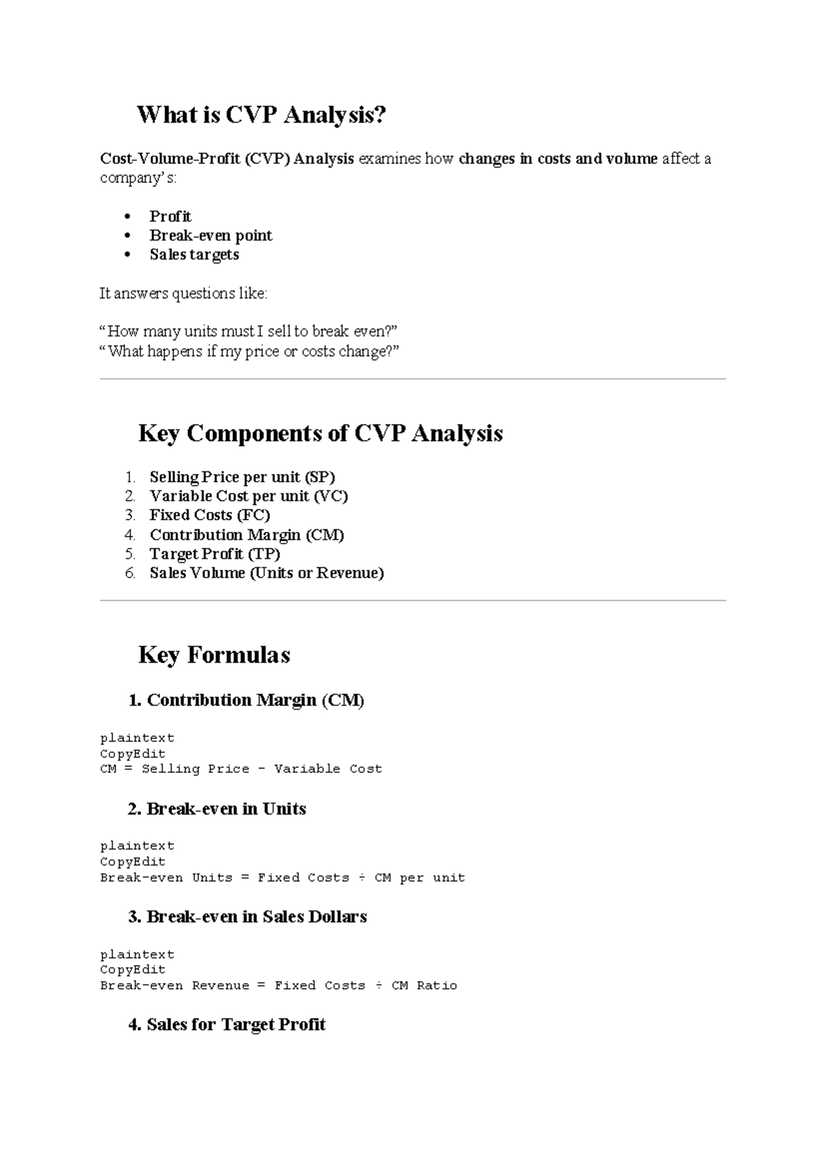 CVP Analysis: Understanding Cost-Volume-Profit Relationships (CVP ...