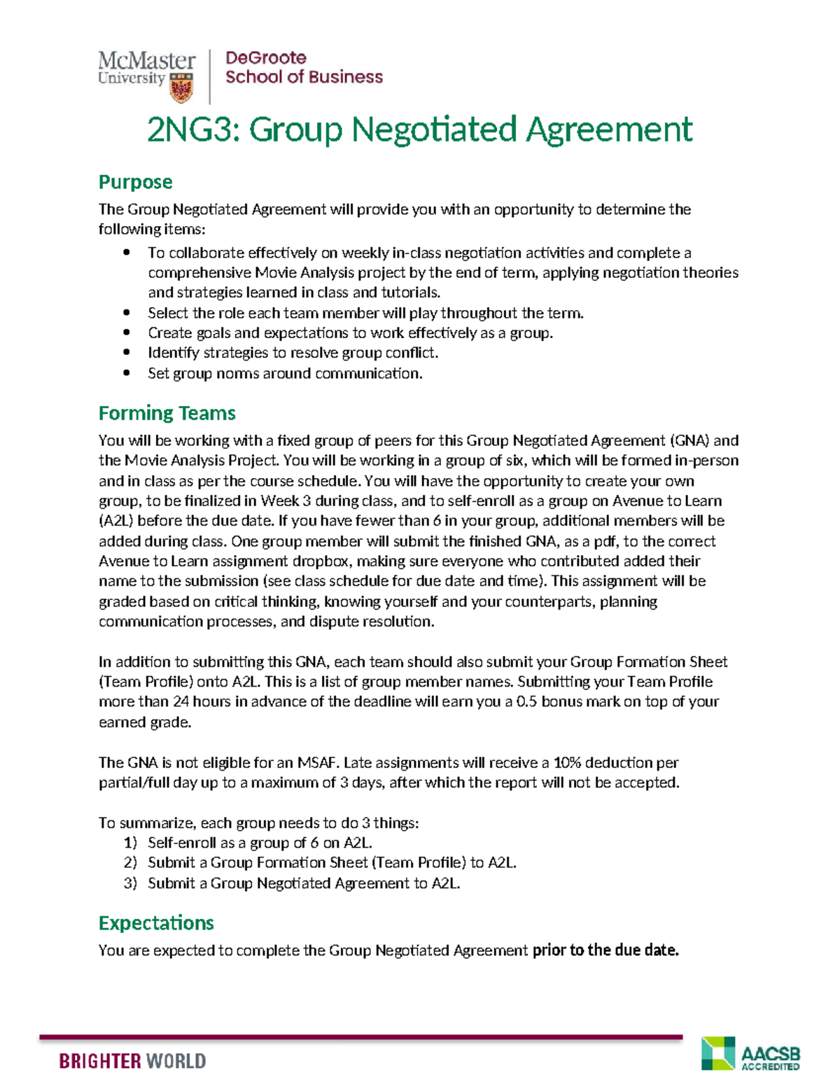 2NG3: Group Negotiated Agreement & Movie Analysis Project Guide - Studocu