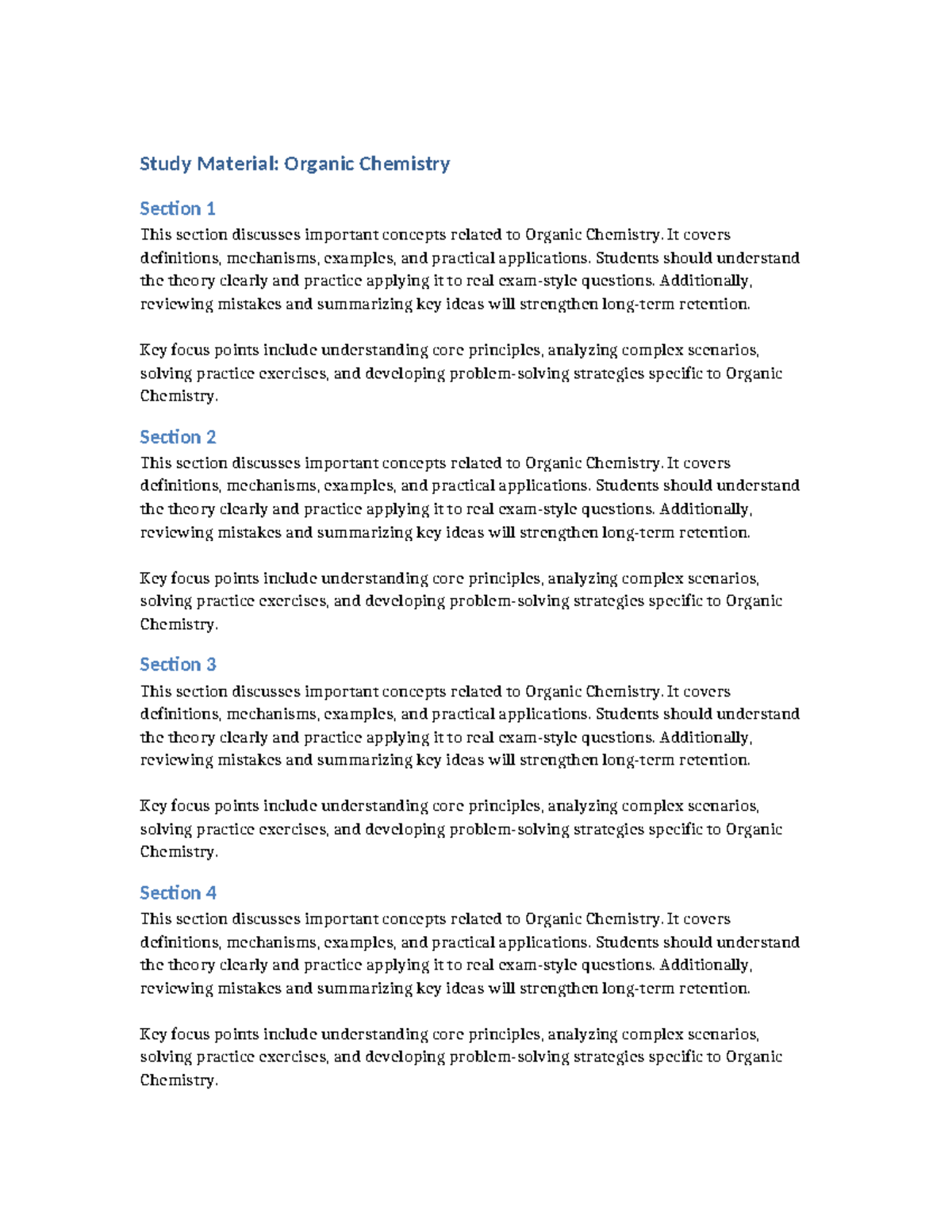 Organic Chemistry Study Material: Key Concepts & Strategies - Studocu