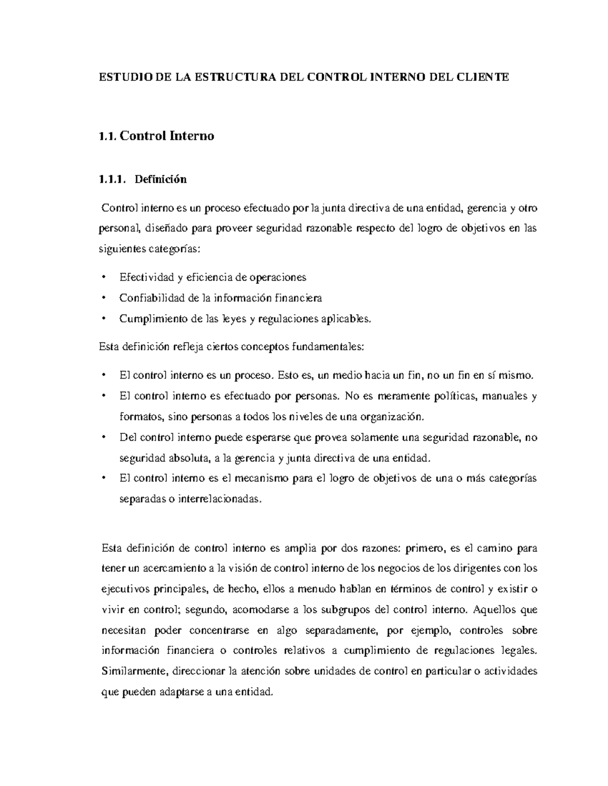 Control Interno en Contabilidad: Estructura y Objetivos Clave - Studocu