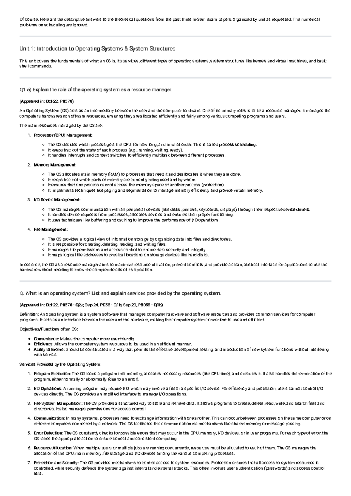 Operating Systems PYQ Answers (P8578, PC55, P5055) - Studocu
